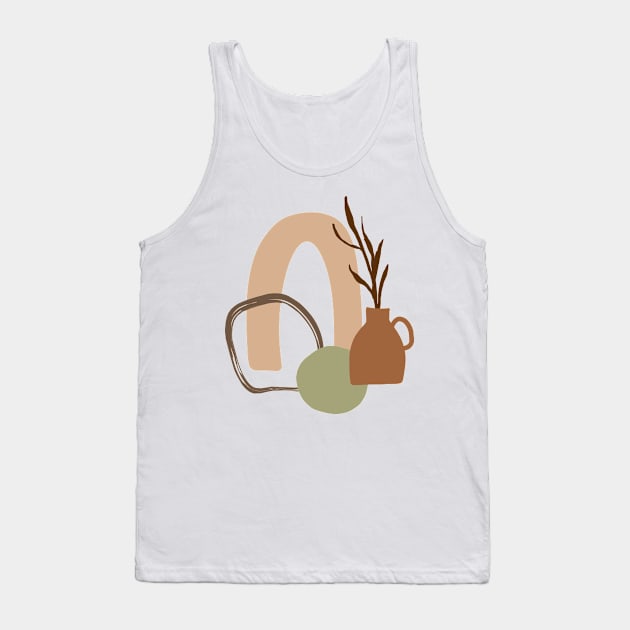 Minimal Modern  Abstract Shapes Leaf Terraccota  Vase Warm Tones  Design Tank Top by zedonee